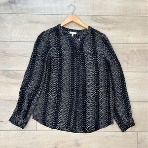 JOIE 100% silk black snakeskin print long sleeve button down blouse size Small